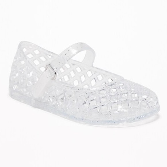 Sparkly Clear Basket Weave Jelly Ballet Shoes - Picture 1 of 7
